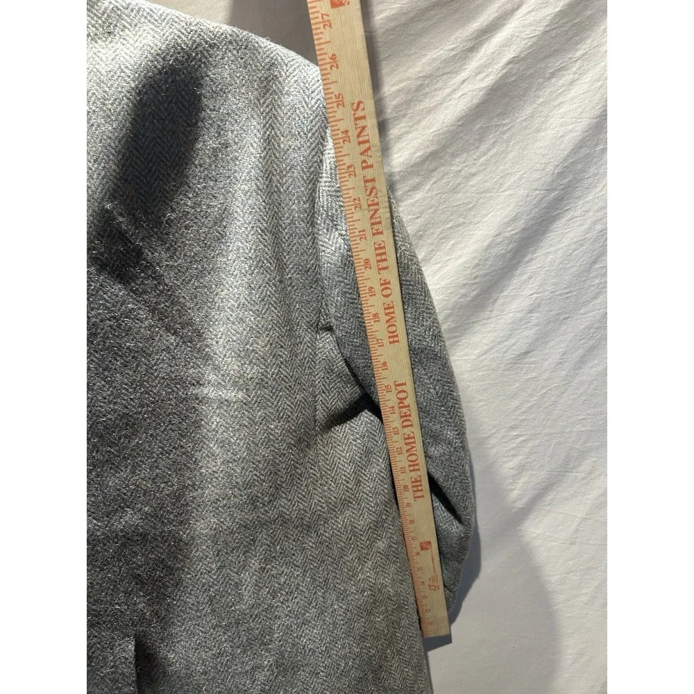 Vintage Lacrosse Mens 46L Grey Herringbone Pure Wool Blazer Sport Coat